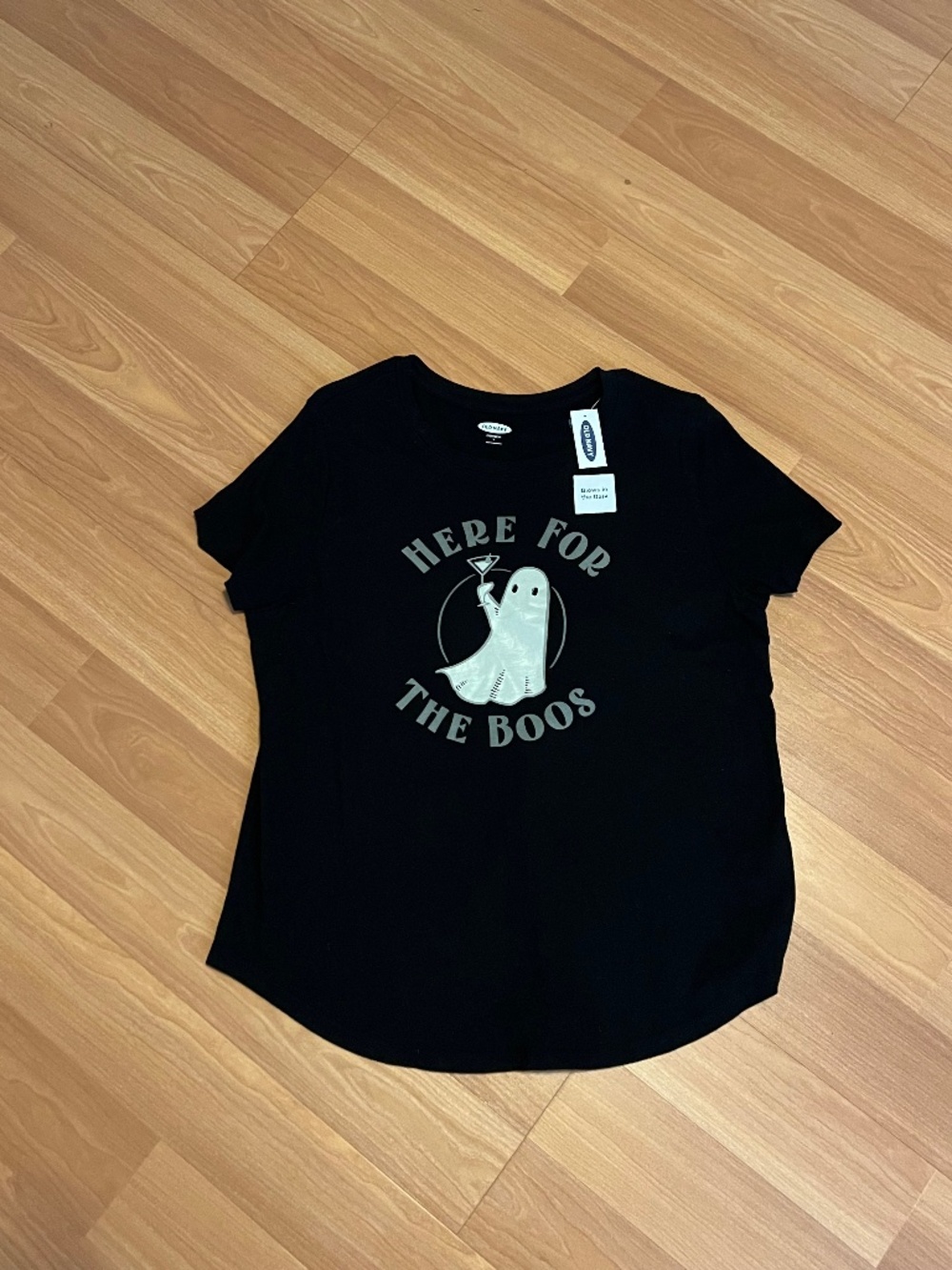 Old Navy Black And White Here For The Boos Glow In The Dark Tee Womens Sz L